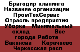 Бригадир клининга › Название организации ­ ПромТехСервис › Отрасль предприятия ­ Уборка › Минимальный оклад ­ 30 000 - Все города Работа » Вакансии   . Карачаево-Черкесская респ.